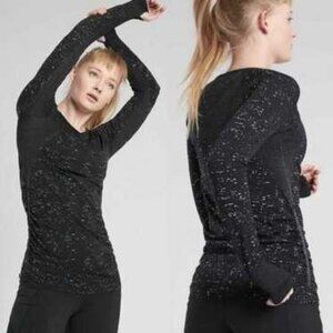 Athleta Black Speedlight Speckle Long Sleeve Top, S